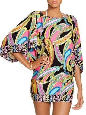 NWT Trina Turk Garden Paisley Tunic Cover Up Swim Dress Small S